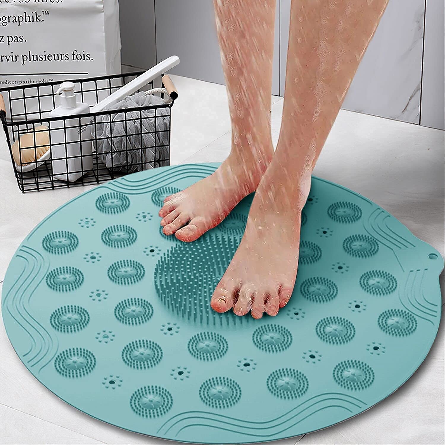 Chavda PVC Door Bathroom mat Anti Skid Round Grey (Design 4 | 37 X 37) 4
