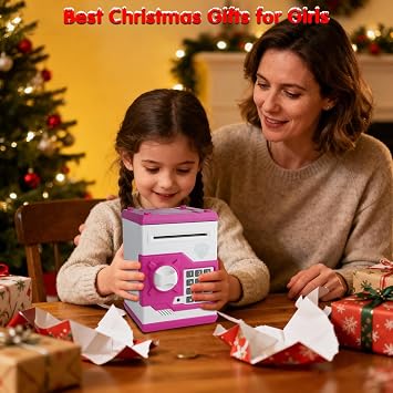 Pup Go ATM Money Box for Kids Age 3-12, Kids Safe, Piggy Bank for kid Girl