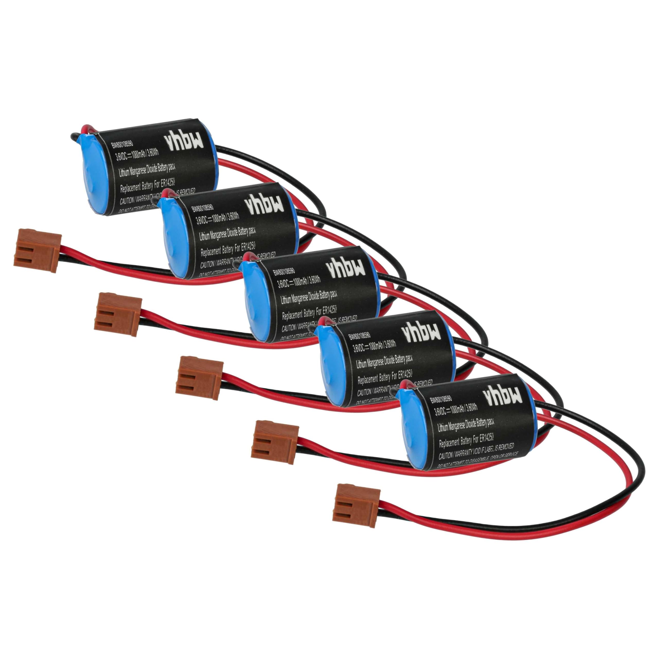 vhbw 5x batteria sostituisce Omron CPM2A-BAT01 per Programmable Logic Controller (1000mAh, 3,6V, Li-Ion)