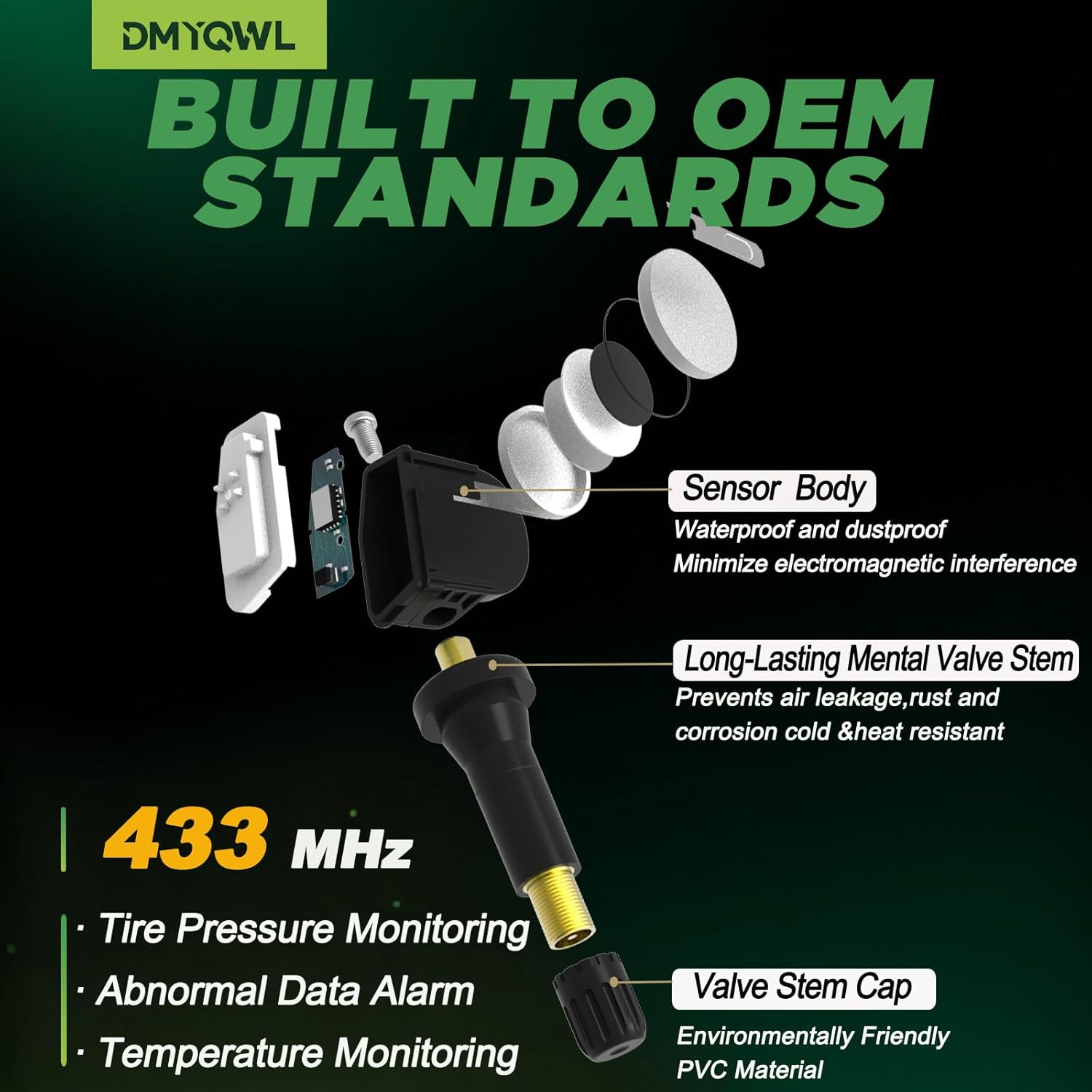 433MHz Pre-Programmed TPMS for GM Trucks -Chevrolet Silverado 1500(2019-2024)|Silverado 2500/3500(2020-2024)|GMC Sierra 1500(2019-2024)|Sierra 2500/3500(2020-2024) Tire Pressure Sensor (4pcs)