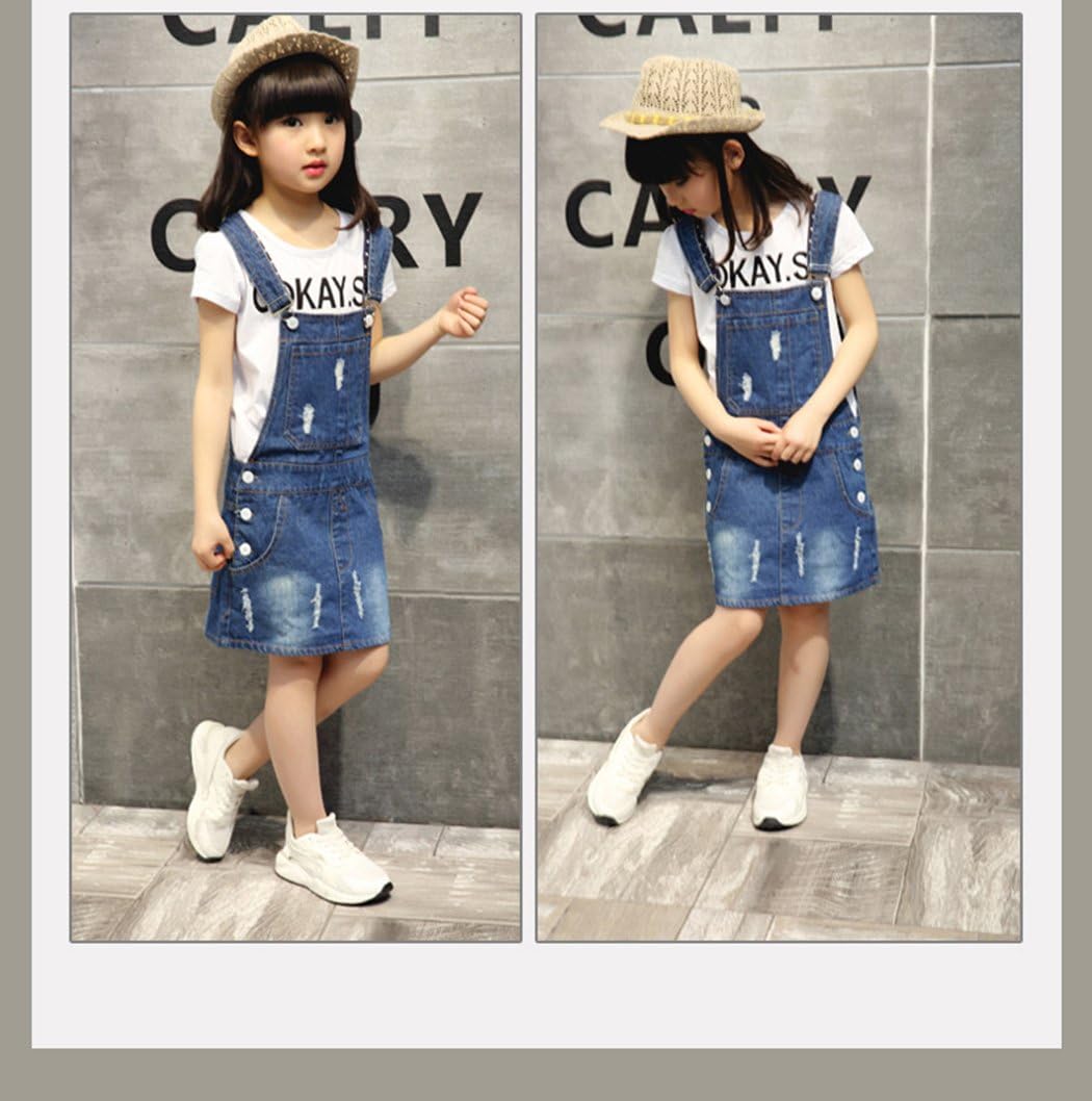 KIDSCOOL SPACE Girls Denim Overall Dress,Ripped Jeans Jumper - Image 6