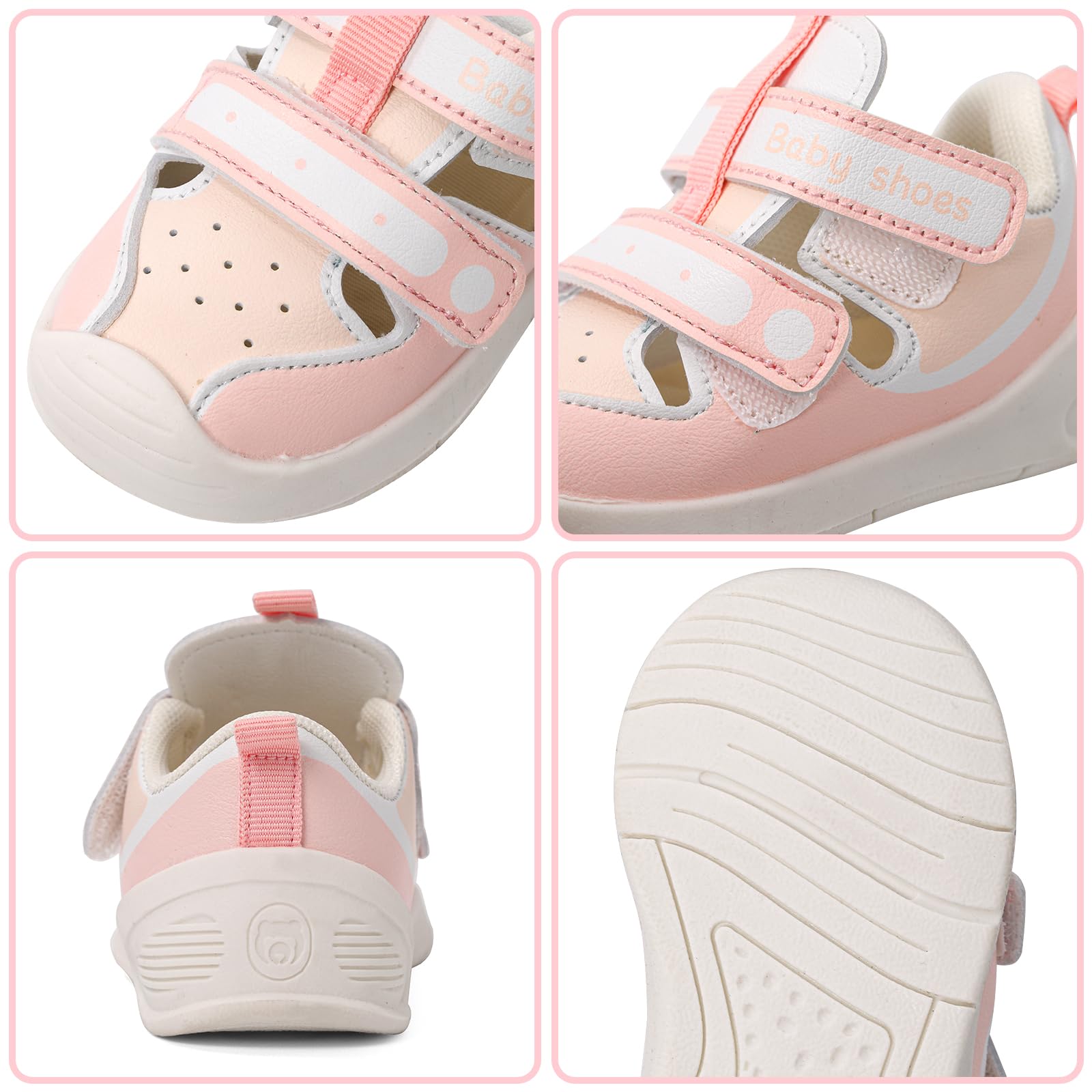 LACOFIA Sandales pour Bébé Garçons Filles Chaussures Premier Pas Chaussures de Marche d'été avec Semelle Antidérapante en Caoutchouc