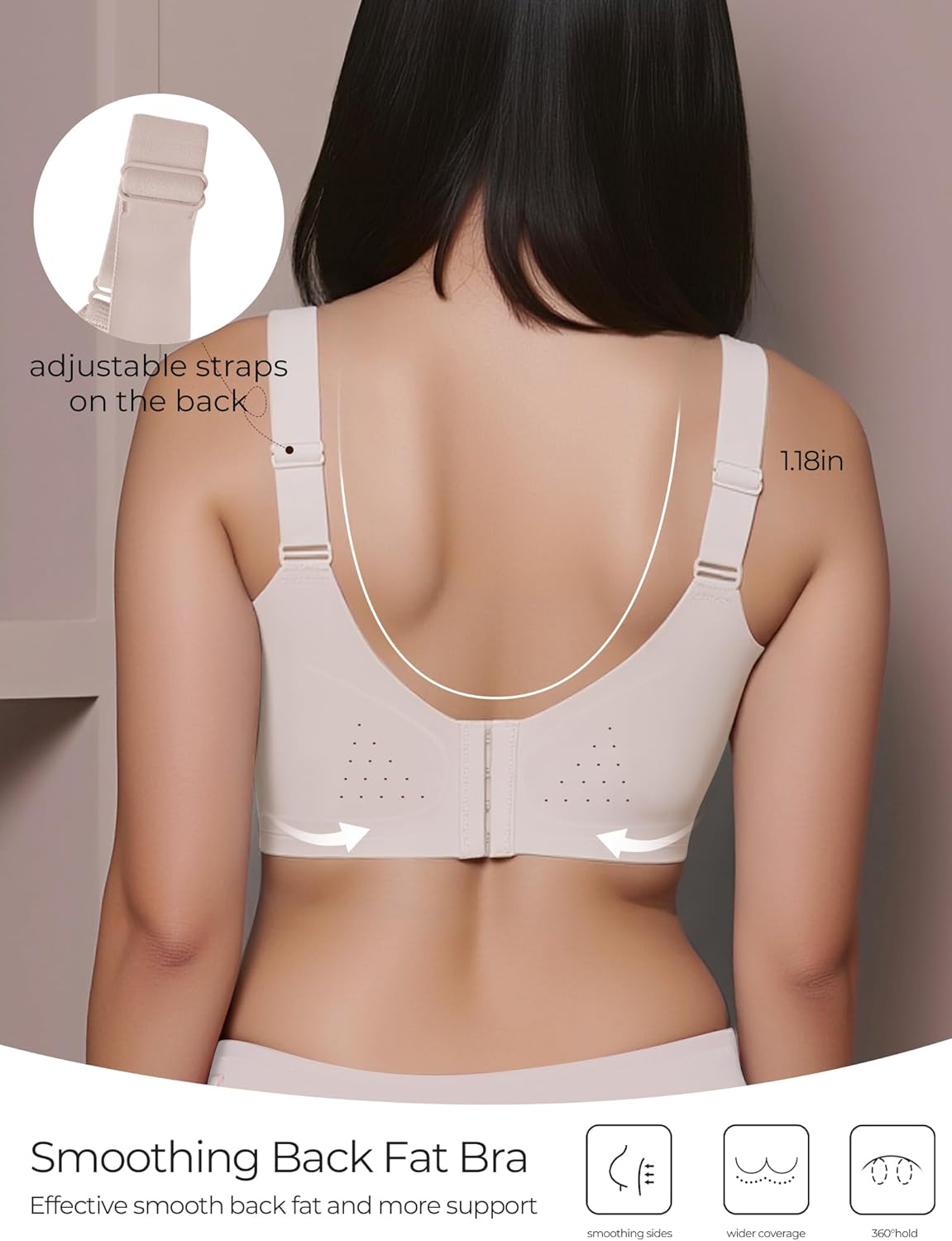 Womens Minimizer Bras for Women Full Coverage Wireless Plus Size Supportive Wide Strap Tshirt Seamless Bra Bralette - Image 3