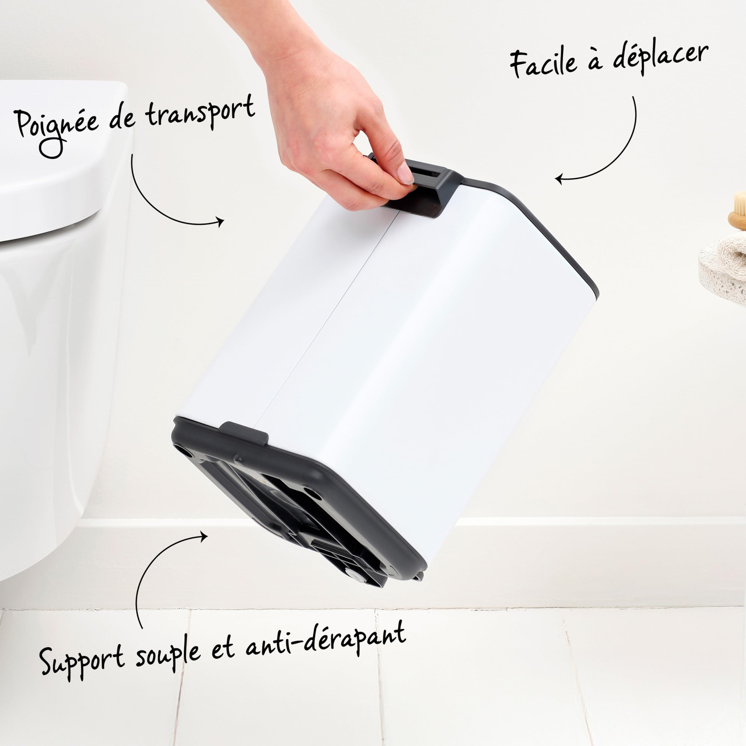 Brabantia Poubelle Bo 30L (Beige) – Poubelle cuisine à pédale à fermeture progressive – Système de tri des déchets facile à nettoyer avec seau amovible – Sacs-poubelle PerfectFit gratuits inclus