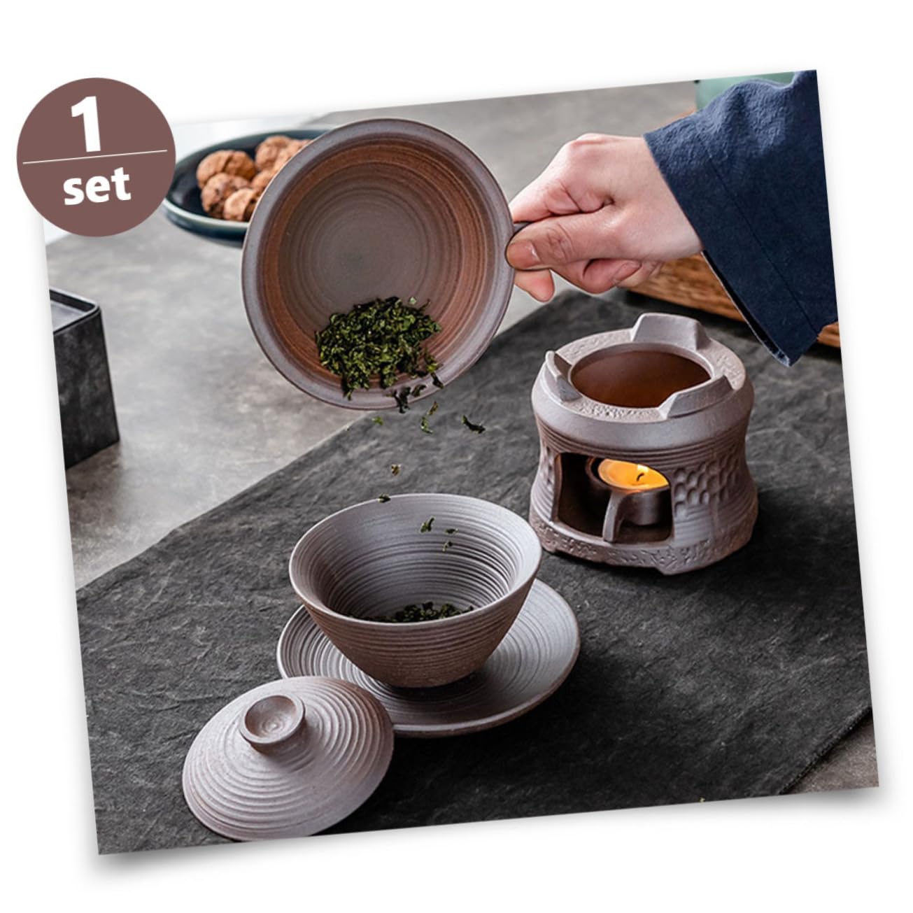 OHPHCALL Candle Tea Warmer Teapot Base Ceramic Teapot Warmer Easy-use Tea Heater Home Restaurant Accessory