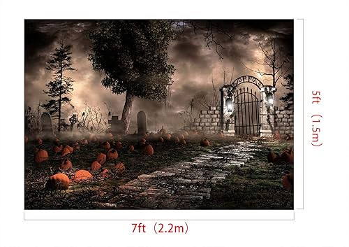 Miniatura 2 de Kate Telón de fondo de tela impresa para computadora de noche de Halloween, 7 x 5 pies, 7.2 x 4.9 ft, accesorios de estudio de fotografía y video