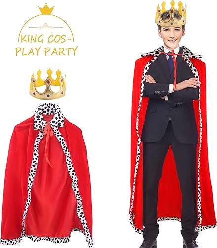 Miniatura 3 de Paquete de 2 disfraces de reyes para adultos, capa de reina para adultos, Halloween, King, príncipe, cosplay, fiesta de cumpleaños
