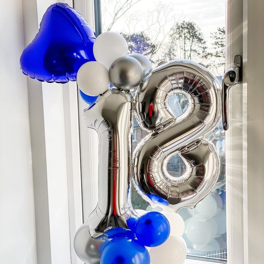 1 Number Balloons Silver 1 Balloons Number 40 Inch Number 1 Foil Mylar Balloons for 1st Birthday Anniversary Events Party image 4