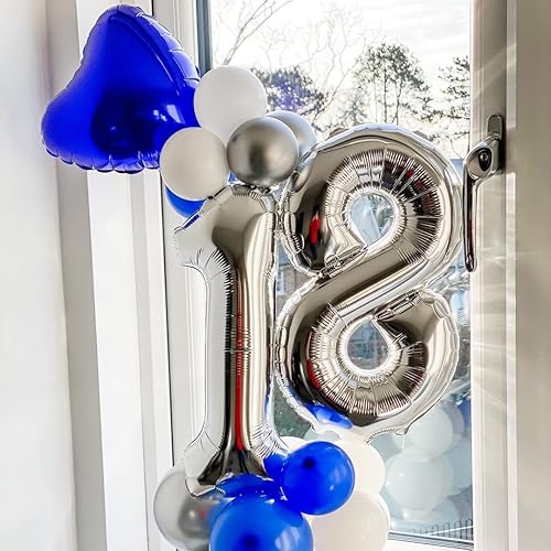 Vista 92 de Globos plateados con el número 40, globos de 40 pulgadas, globos de aluminio de Mylar de 40 pulgadas para fiesta de cumpleaños de 40 años, S-número