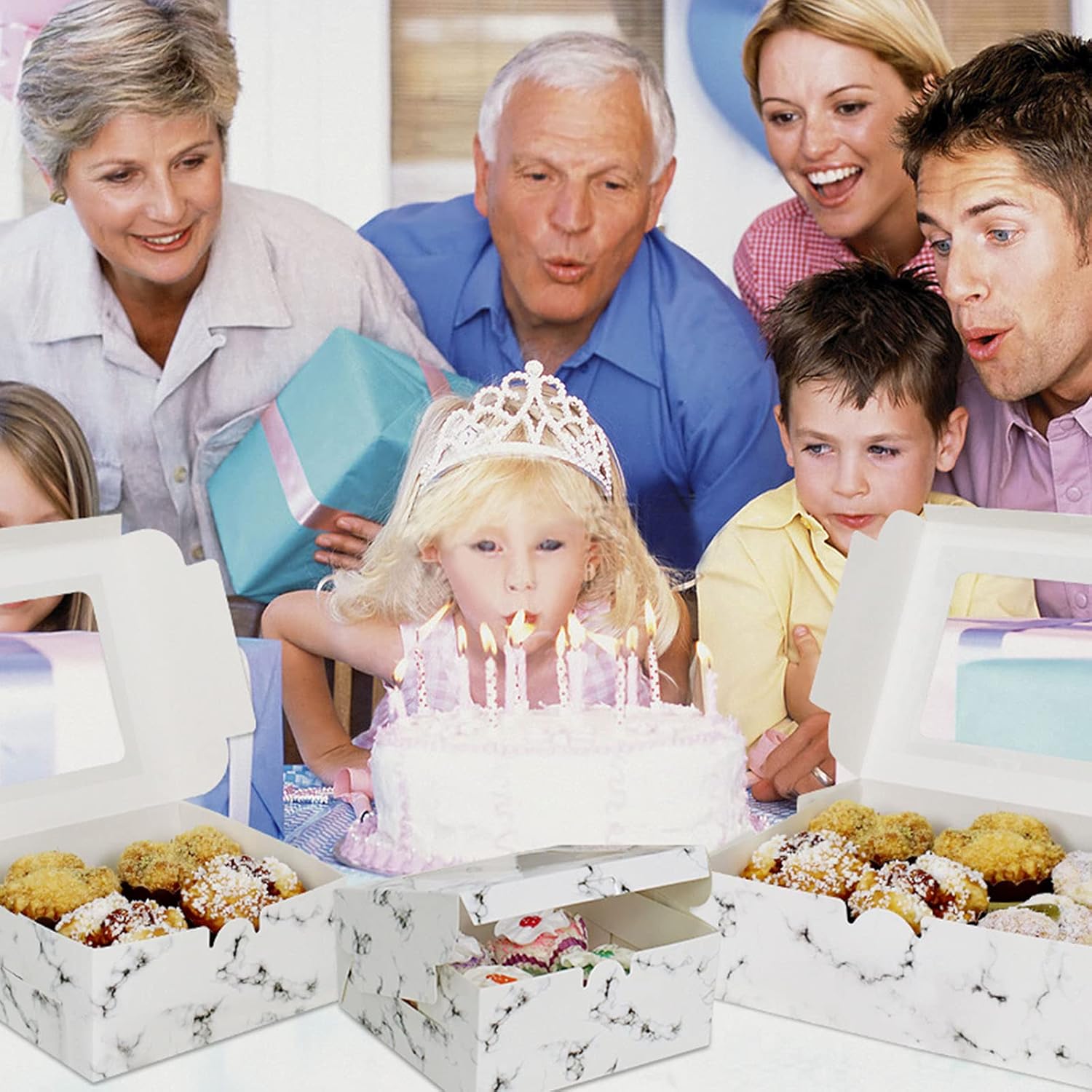 Bakery Boxes,20 Pack 6.3x3.5x3" White Pastry Boxes with Window,Auto Pop Up Cake Boxes-Multipurpose as Dessert Boxes,Cookie Boxes,Treat Boxes,Cake Container for Cookies,Pie, Cupcakes : Everything Else