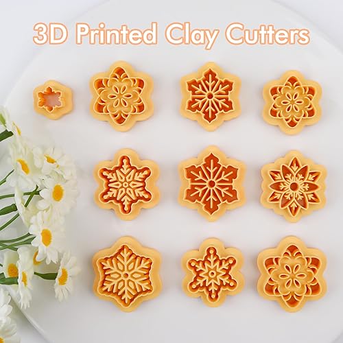 Miniatura 2 de Puocaon Cortadores de arcilla de invierno de nieve, 10 piezas de cortadores de arcilla para decoración de copos de nieve de Navidad para joyas de