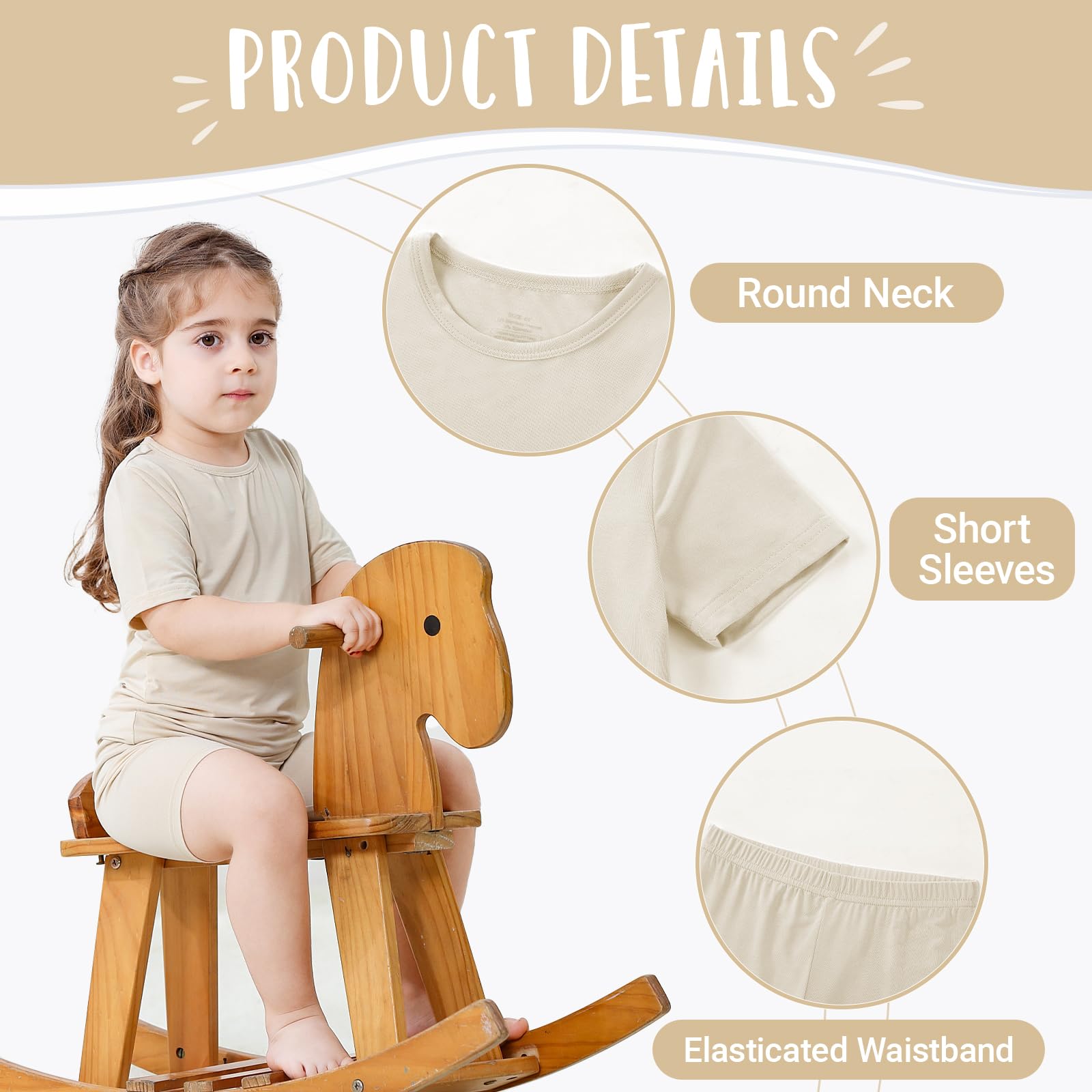 HAHASHOW Pijama Niña Verano Bambú Conjunto Niño Verano Transpirable Camiseta Niña y Pantalón Corto Ropa Niño 2-8 Años