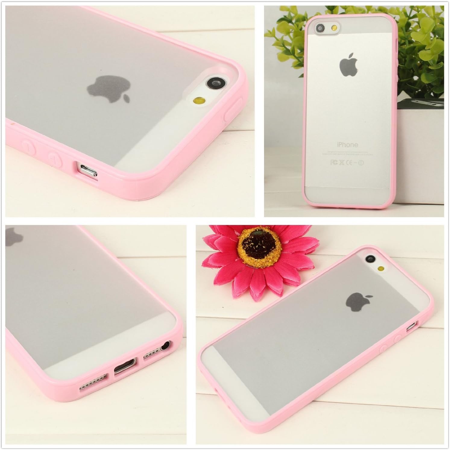 iPhone 5s Case, Dynamic ¨ [Cushioned Thin Gel Bumper] Premium Frosted Clear TPU Case + FREE Screen Protector New [Pink] Scratch Resistant Hard Cover Bumper Case for iPhone 5 and iPhone 5s Ð Pink