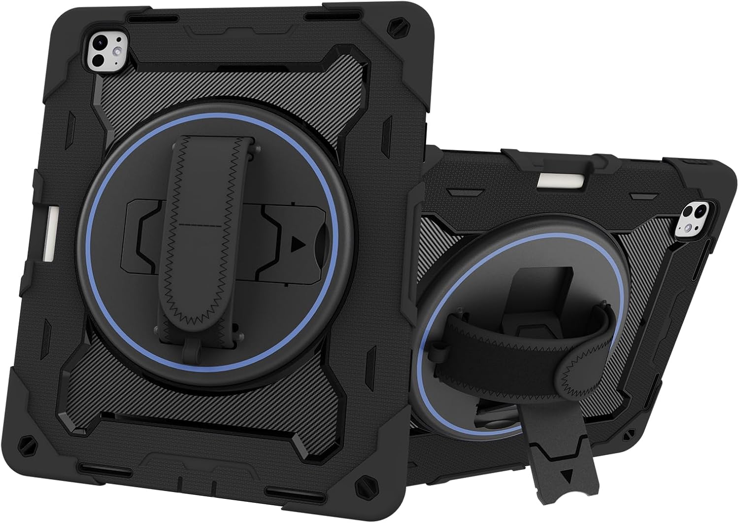 Tablet Case for iPad Pro 13" 2024,Kids Rainbow Heavy Duty Silicone Shockproof Case with Pencil Holder,Shoulder Strap,Rotating Fold Kicjstand,Hand Strap