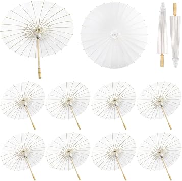 HOOMUU 12 Pcs Parasol Umbrella 33 Inches Paper Umbrellas for Wedding Chinese Japanese Umbrellas DIY Oiled Painting Craft Decorative for Party Decor Outdoor Photography Props
