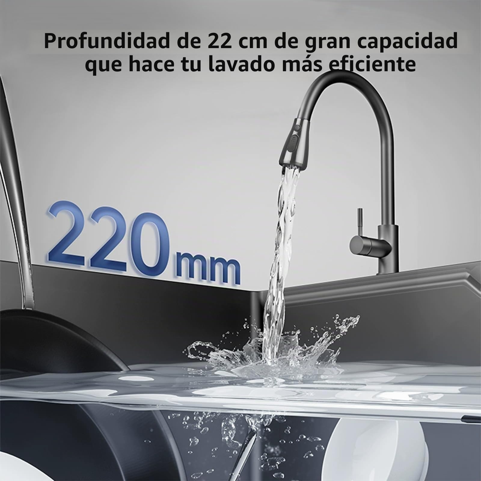 Fregadero Cocina 1 Seno 80 x 50 cm Fregadero Bajo Encimera o Sobre Encimera Con Grifo Fregadero de Acero Inoxidable con Juego de Desagüe