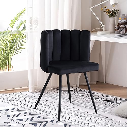 Miniatura 7 de CLIPOP Silla decorativa de barril para sala de estar, moderna silla de comedor de terciopelo para cocina, silla de tocador con patas de metal,
