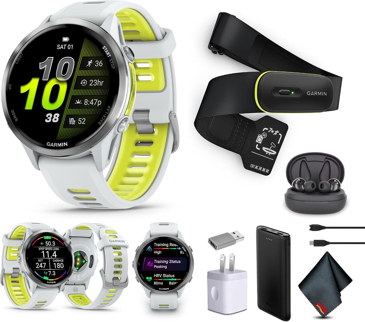 Reloj inteligente Garmin Forerunner 970 (amarillo amplificador) + paquete Access 600 XS-S | Para correr, entrenar y salud | Hombres y Mujeres | Reloj deportivo GPS | Incluye Access 600 Fitness Monitor XS-S y más