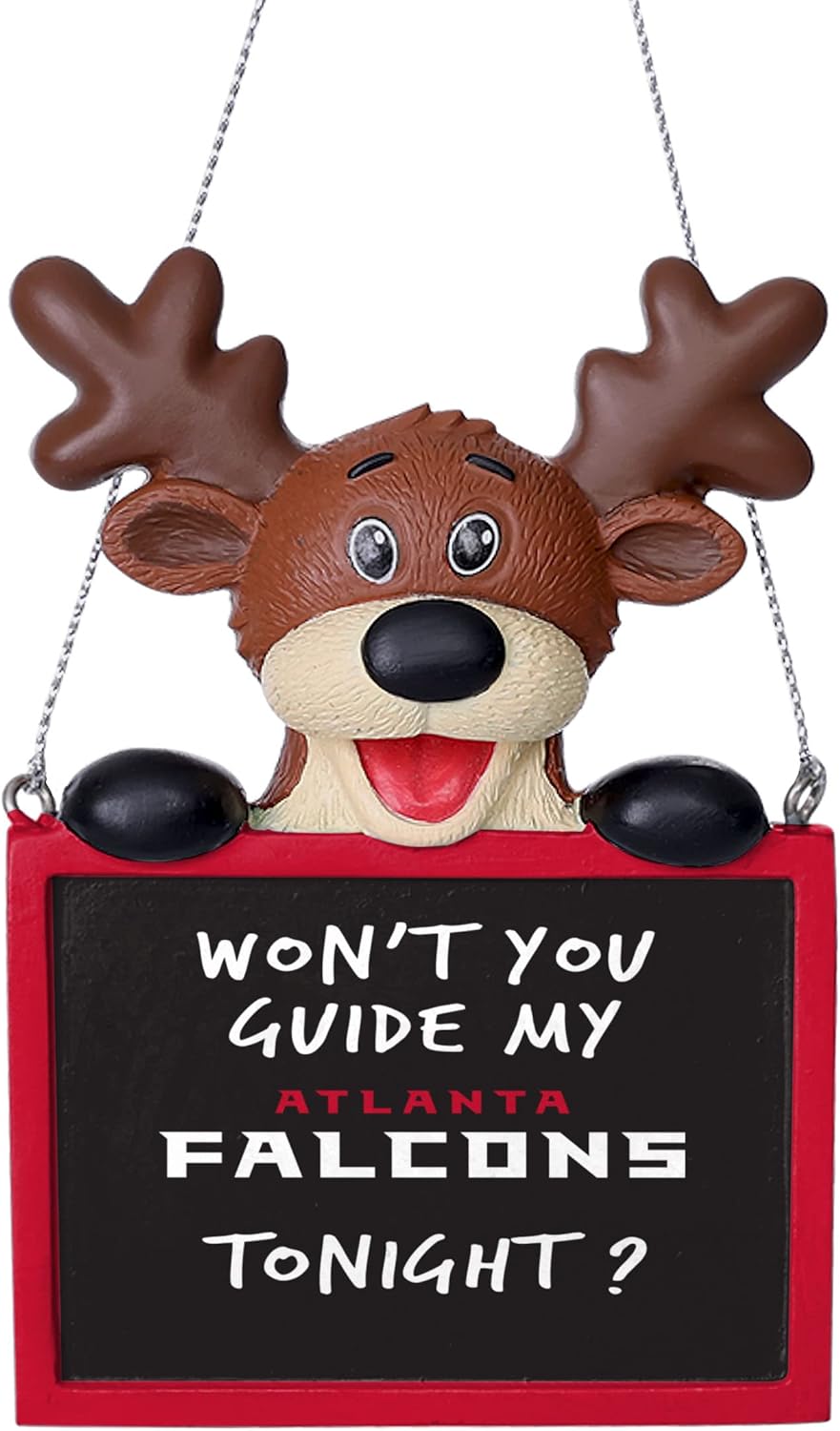 NFL Atlanta Falcons Reindeer with Sign Hanging Tree Holiday OrnamentReindeer with Sign Hanging Tree Holiday Ornament, Team Color, One Size : Sports & Outdoors
