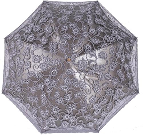 Orgrimmar Sombrilla de encaje para mujer, protección UV, UPF 50+, ligera y portátil, plegable, color negro