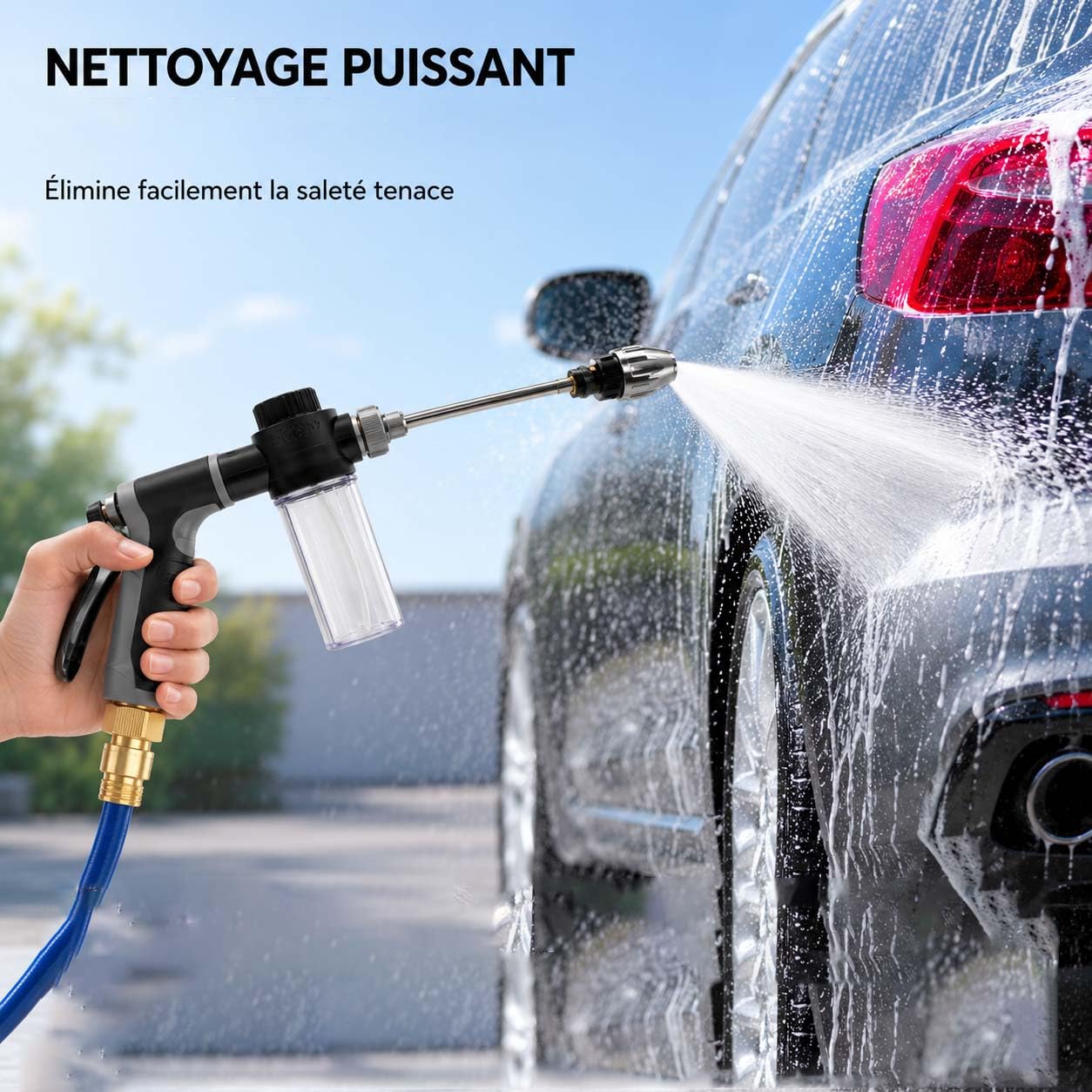 Jetterix Haute Pression Portable - mit Bouilloire Connecteur en Plastique, Jetterix Nettoyeur Haute Pression, Rotation à 360°, pour Le Nettoyage du Jardin, De La Terrasse Et De La Voiture (C)