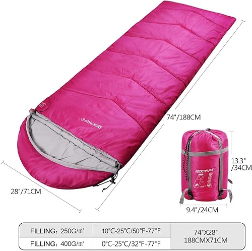 Vista 49 de Redcamp - Saco de dormir para niños, para acampada, 32 a 77 grados, 3 estaciones, clima cálido o frío, para niños, niñas y adolescentes, color azul
