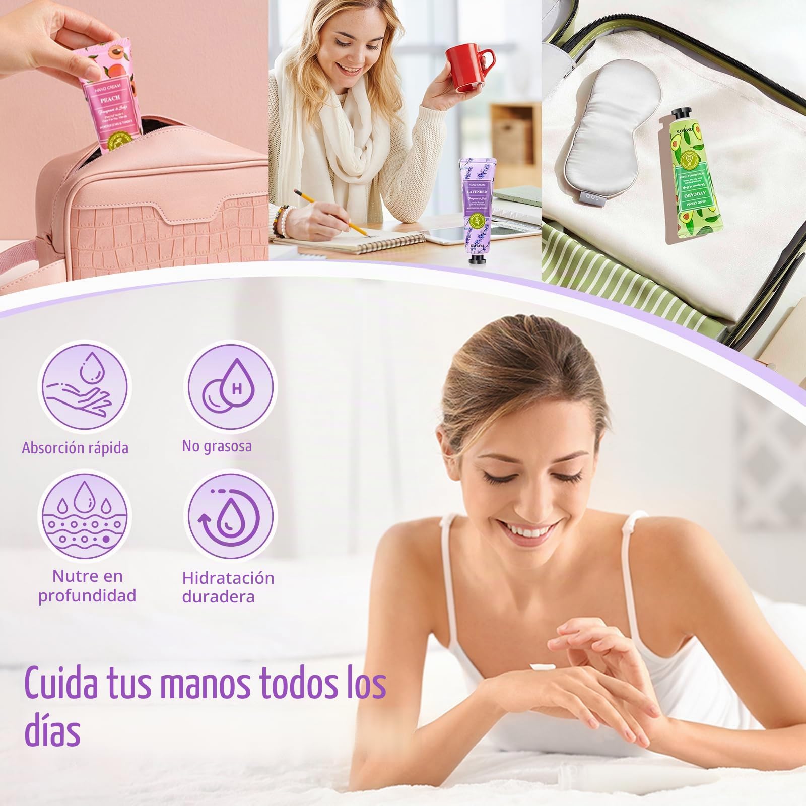Cremas de Manos Mini, 60 x 30ml mini set de regalo para mujer crema mano perfumada para manos y pies, ideal para manos secas y agrietadas, pequeño regalo para mujer, novia, Navidad, cumpleaños