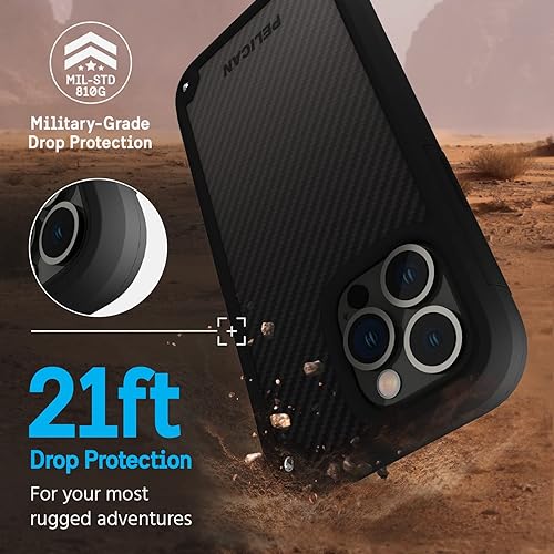 Miniatura 2 de Serie Shield de Pelican - Funda fina de Kevlar para iPhone 13 Pro, protección contra caídas de 21 pies, funda de 6.1 pulgadas de Kevlar