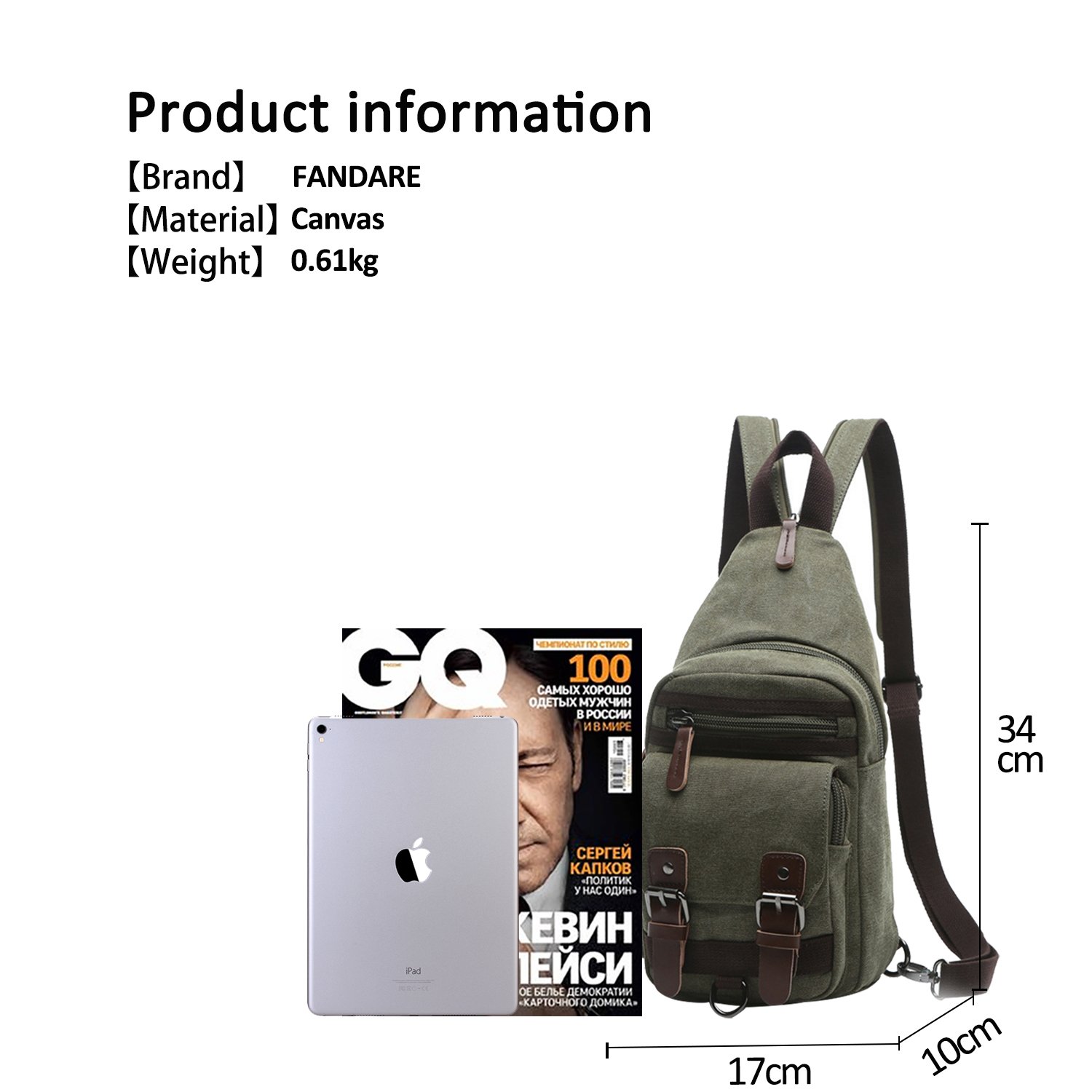 Canvas Sling Crossbody Backpack - Small Daypack For Men & Women, Convertible Shoulder Bag - View #6