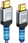 HDMI Cable 2.1 6.6feet(2meter), 8K HDMI Lead-Snowkids 8K 60Hz 4K 120Hz, 3D, HDCP 2.2&2.3, HDR, eARC (Compatible for PS-5/TV/Laptop/Monitor/Projector/Gaming/Sound System & More)