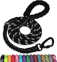 Vista 19 de Correa larga para perro de 10 pies: correas de cuerda resistentes para entrenamiento de perros con gancho giratorio bloqueable, hilos reflectantes