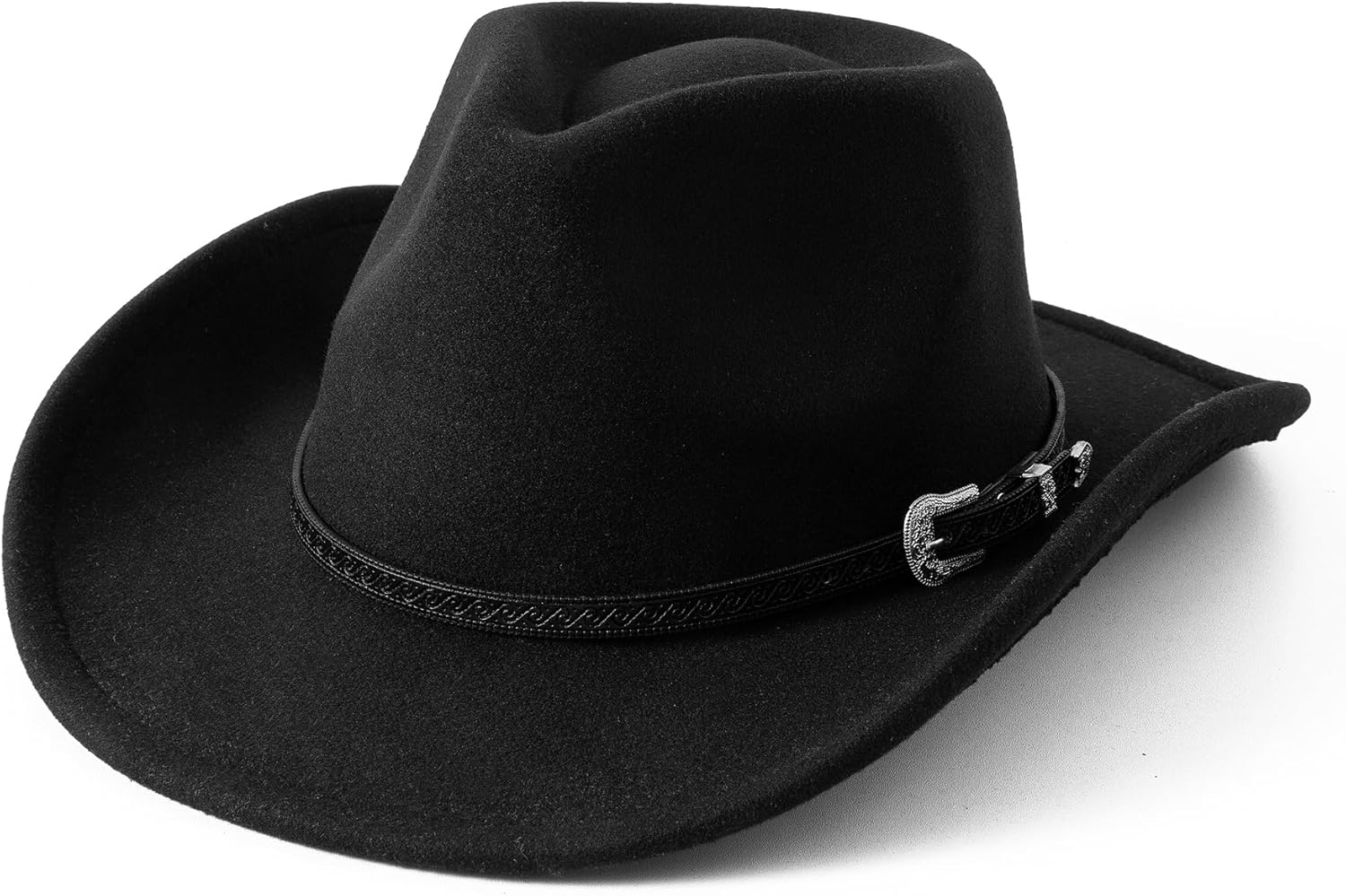 JOYEBUY Kids Western Cowboy Hat for Boys Girls Classic Fedora Hat Felt Cowboys Hats with Leather Buckle