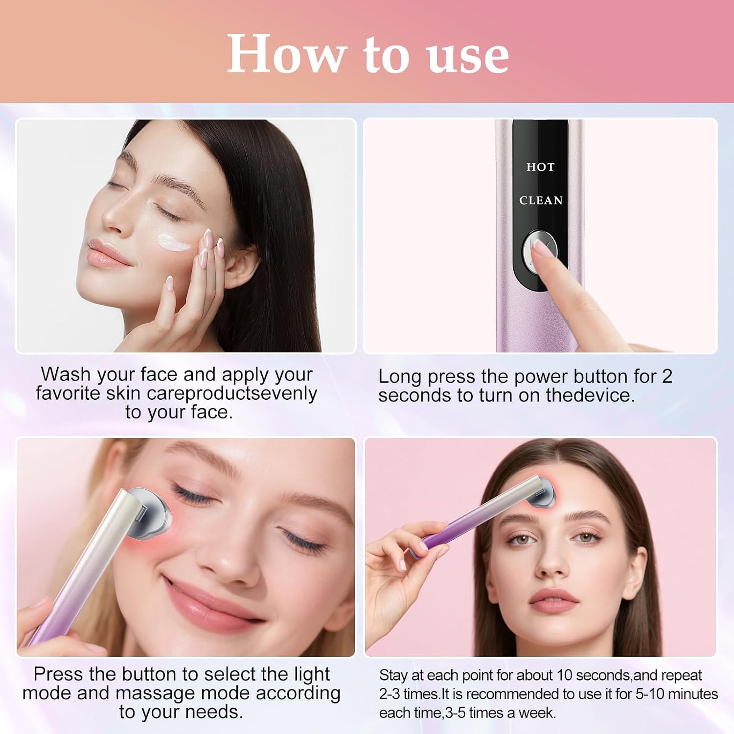 Radiant Renewal Skincare Wand, Red-Light-Therapy-Wand, Red-Light-Therapy-for-Face and Eye, 7 Colour Facial- and- Eye- Massager (Purple)