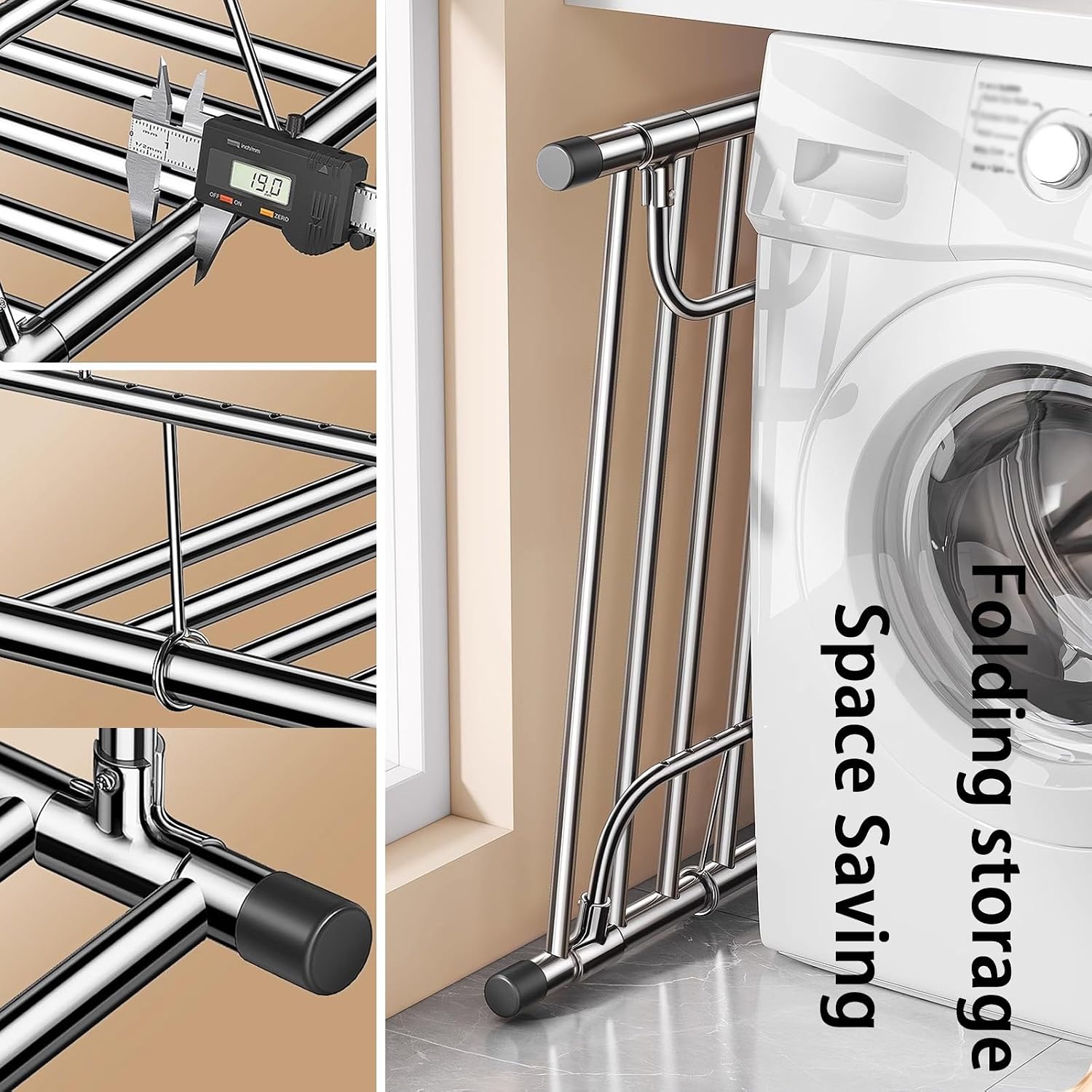Radiator Clothes Airer Rack, Folding Retractable Drying Rack Clothing, Wall Mounted Clothes Rack,Stainless Steel Laundry Drying Rack, Clothes Drying Rack for Balcony, for Shoes, So