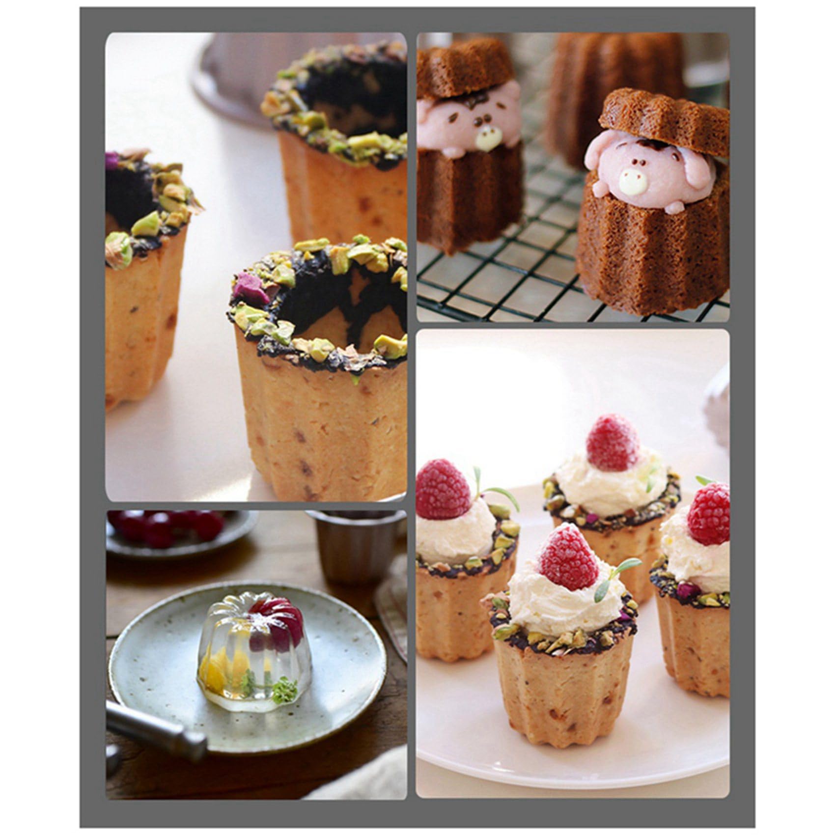 2X Moule à Gâteau Canele à 12 Cavités Moule à Gâteau Antiadhésif Canele Muffin Moule à Cupcake pour la Cuisson au Four Moules à Pouding
