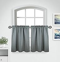 Vista 8 de Aiking Home Cenefas de ventana – 2 paneles de poliéster sólido cenefas de cocina con bolsillo para barra de 2.5 pulgadas para ventanas pequeñas