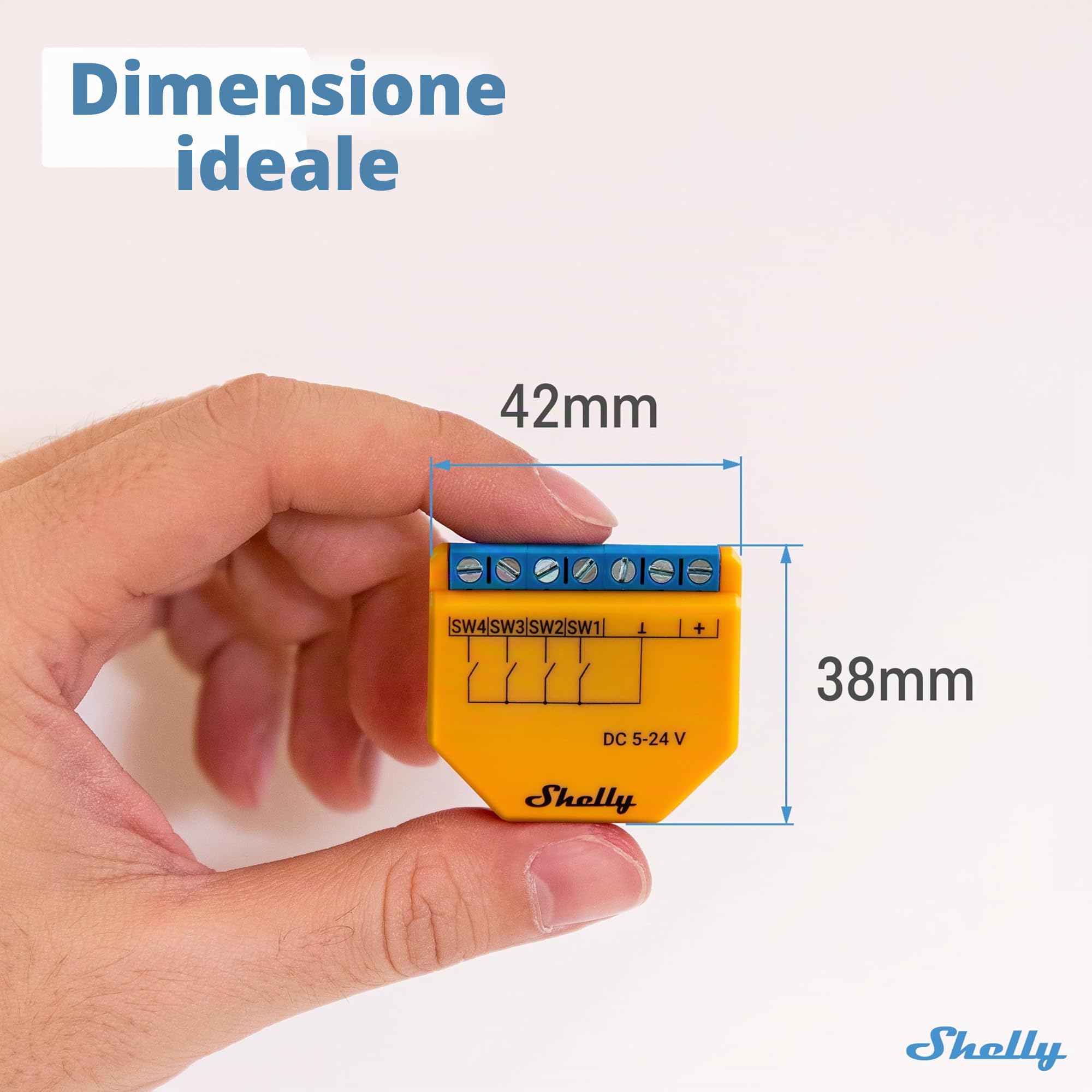Shelly Plus i4 DC, Controller Wi-Fi a 4 Ingressi Digitali per Interruttori Intelligenti Shelly, 5-24VDC, Illuminazione, Multiclick, Domotica, Alexa & Google, iOS Android, Nessun Hub Richiesto