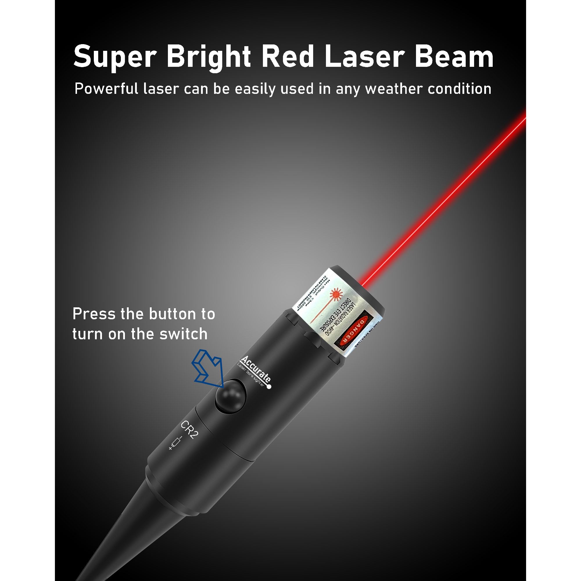 UUQ Professional Laser Bore Sight Kit with Button Switch,Red Laser with 32 Adapters for 0.17 to 12GA Calibers,Suitable for Pistol Rifle Airsoft & Shotgun,Powerful Hunting Equipment (Red Laser) — view 2