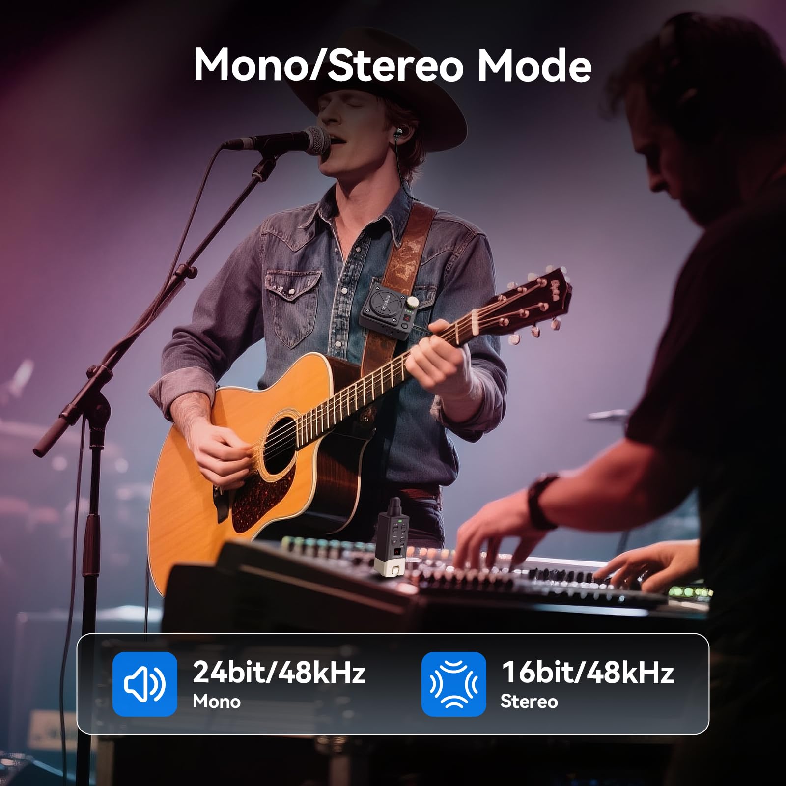 Retekess TA101 In Ear Monitor Wireless,Sistema di Monitoraggio In Ear Wireless, Stereo/Mono, 8 Canali, 30 m, 2.4G, Adatto per Studio e Performance dal Vivo, Prove di Gruppo