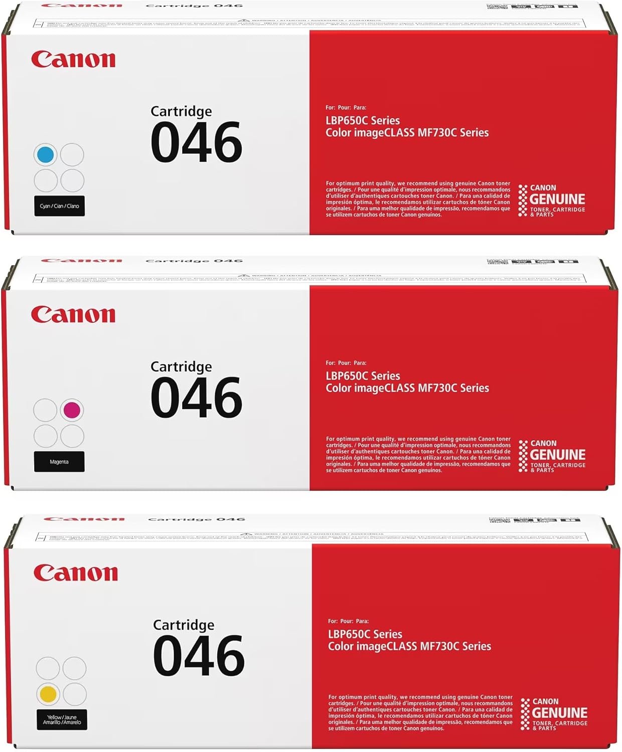Canon CRG-046 3-Color Cyan, Magenta and Yellow Toner Cartridge Set