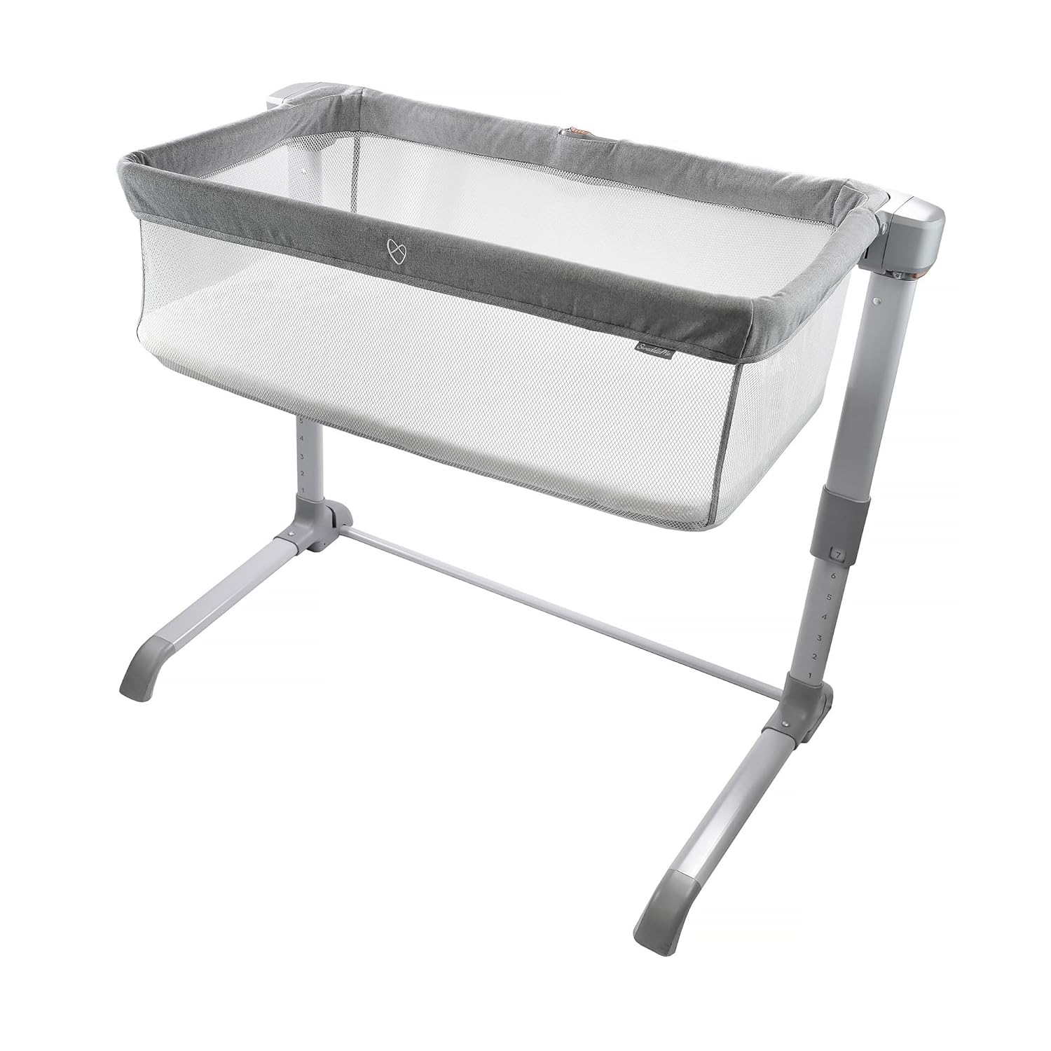 Ingenuity SwaddleMe Beginnings Compac and Foldable Multi-Position Baby Bassinet with Elevated Airflow Technology Mattress, Gray Tweed