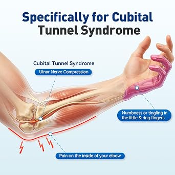 Elbow Brace for Cubital Tunnel & Ulnar Nerve Night Splint for Sleep, M