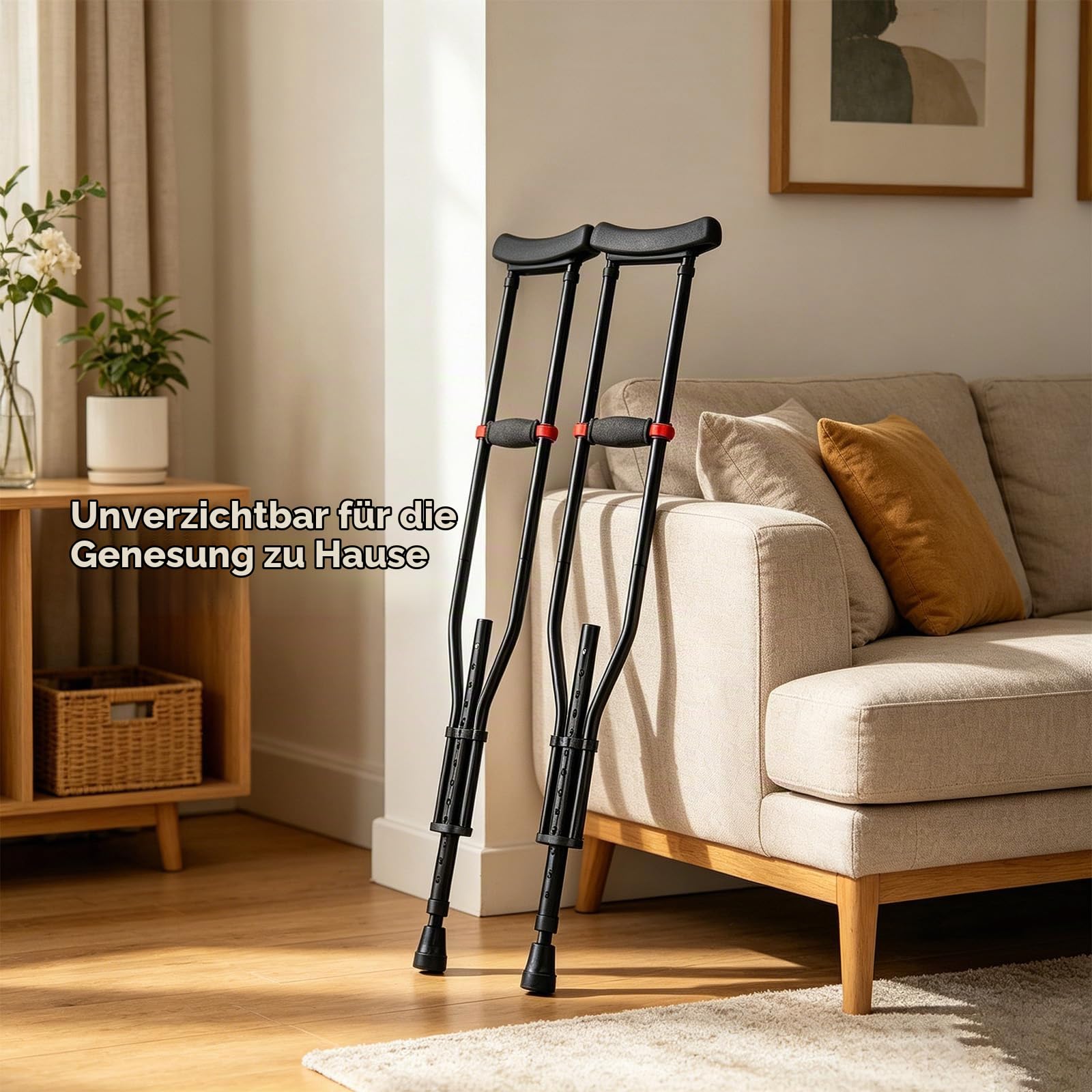 Krücken,Achselkrücken,Achselkrücken Höhenverstellbar,1 Paar(2pcs),Höhenverstellbar,Mit Weichen Unterarm-und Handauflagen