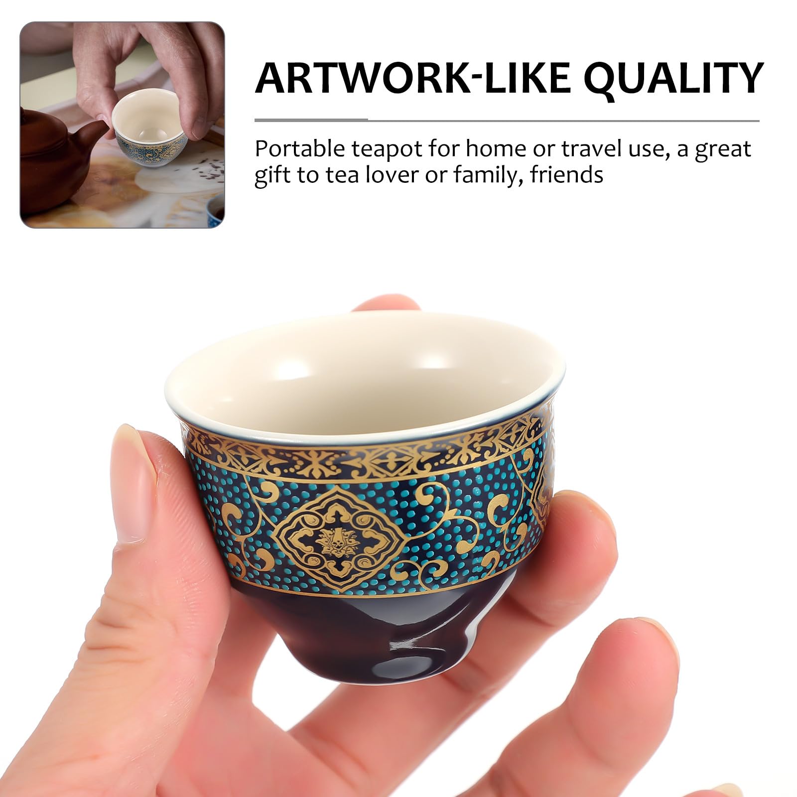 Zerodeko Juego de Té Portátil Kung Fu Tetera Viajera Filtro Interior y Diseño Acolchado para 4 Tazas y 1 Olla, Ideal para Aficionados del Té en Casa y Viaje