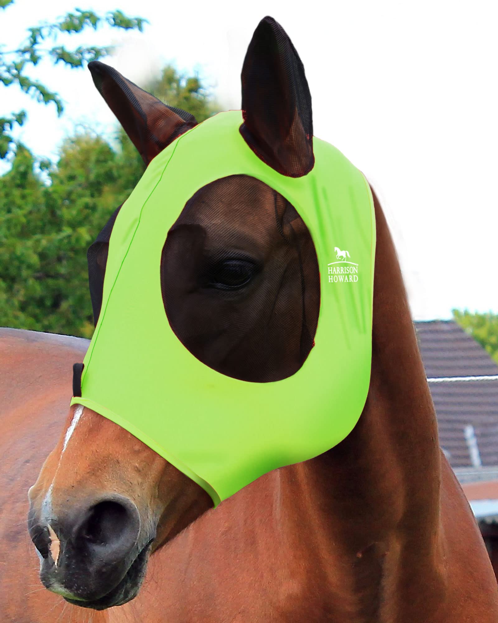 Harrison Howard Super Comfort Stretchy Fly Mask Large Eye Space with UV Protection Soft on Skin with Breathability- Azure Blue M — view 65