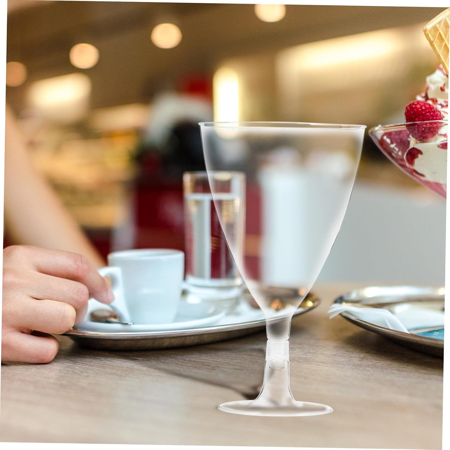 Holibanna 25pcs Disposable Margarita Cups Stemmed Cocktail Wine Glasses for Parties Wedding Toasts and Ice Cream Desserts Food Safe and Stable Design