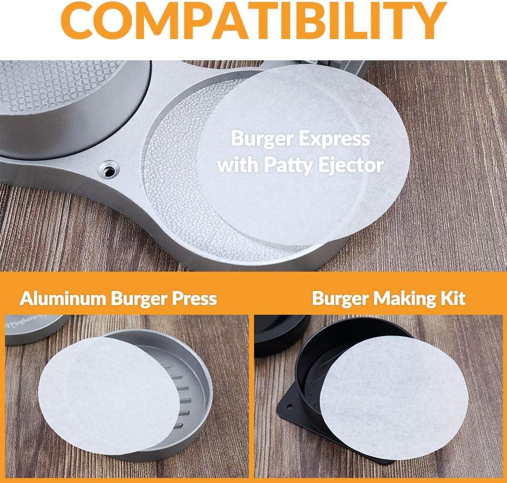 Free Shipping Over $50 Geesta Burger Patty Papers for Burger Press (500 pcs) Hamburger Round Separators Non-Stick Lunch Meat Waxed Paper 4.5 Inch Cook Bake Steaming Grill BBQ Barbecue