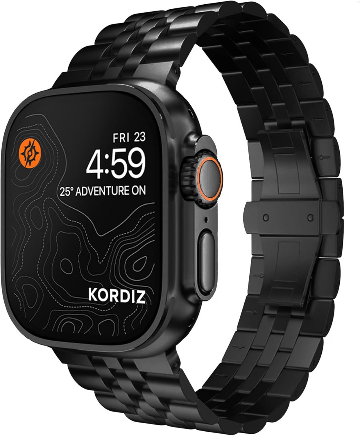 KORDIZ Titanium T03 Band for Apple Watch ULTRA 3 / ULTRA 2 / ULTRA (49mm) — Refined Iconic Design, Lightweight Grade 2 Titanium with Butterfly Clasp — Premium Luxury Bracelet for Men
