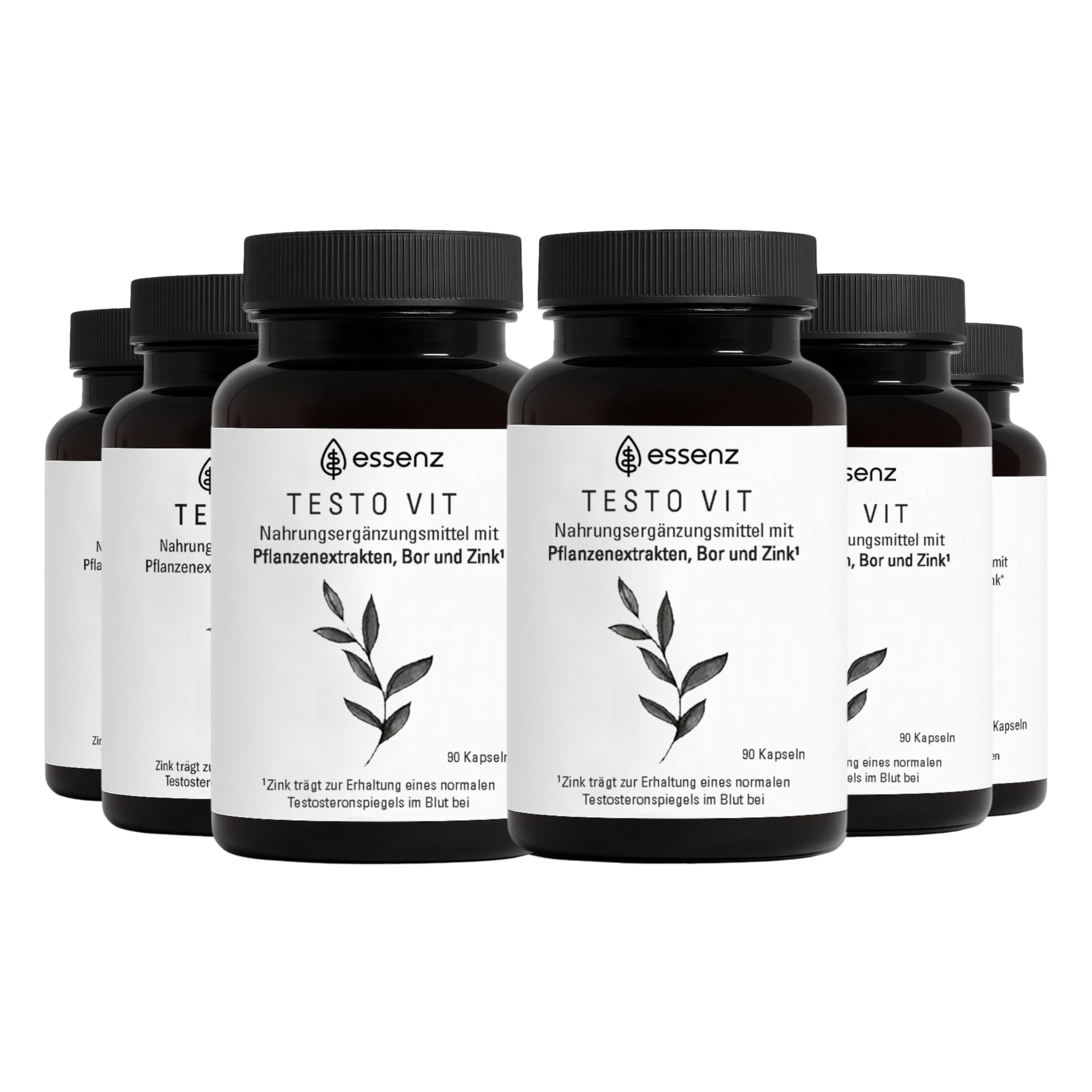 ESSENZ - Testo Vit 90 Kapseln - Natürliche Testo Vit Kapseln mit Ashwagandha-, Bockshornkleesamen- & Schwarzes Maca-Extrakt. Zur Förderung des Wohlbefindens
