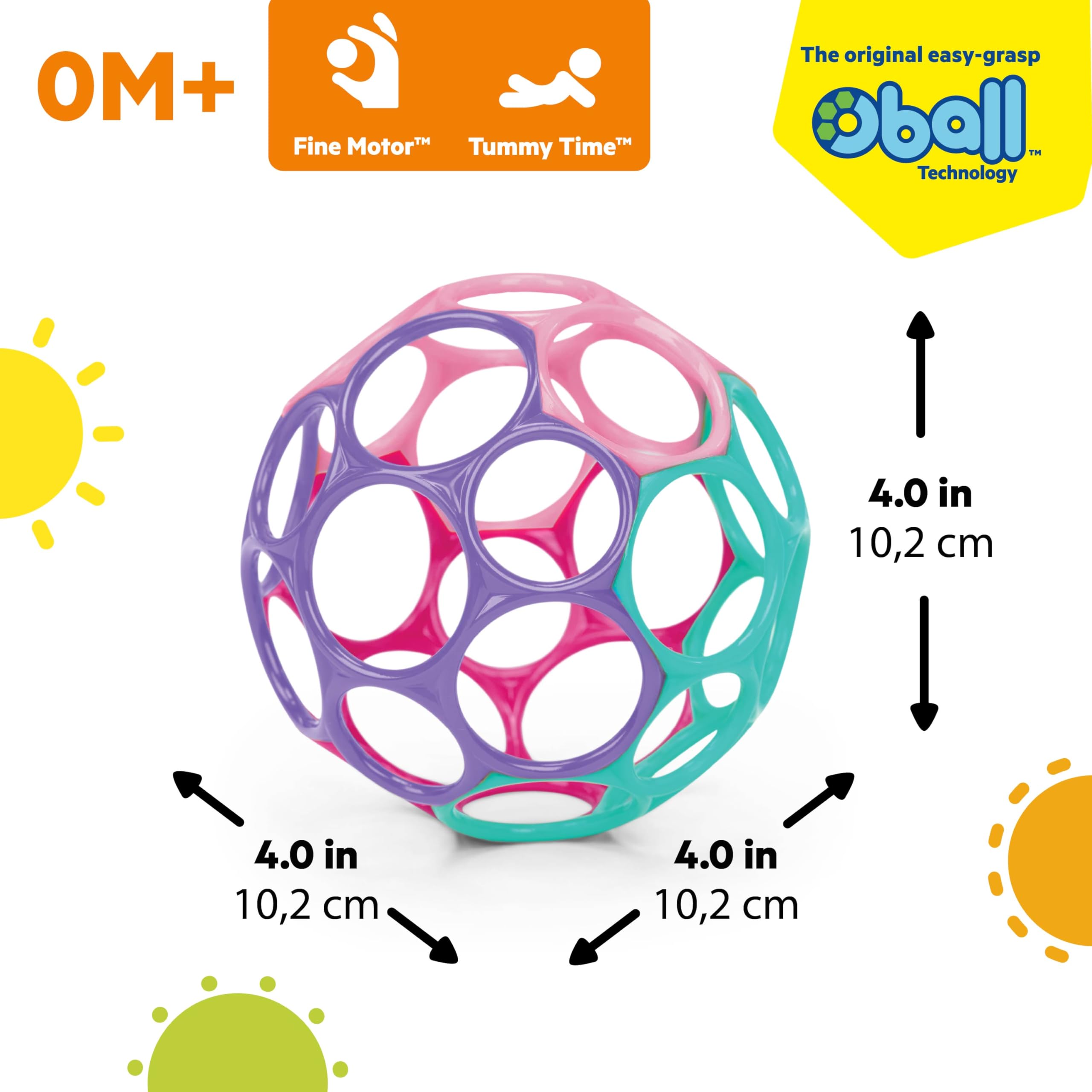 Bright Starts Oball Classic Easy-Grasp Toy - Pink/Purple